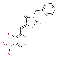 ChemSpider 2D Image | (Z)-3-BENZYL-5-(2-HYDROXY-3-NITROBENZYLIDENE)-2-THIOXOTHIAZOLIDIN-4-ONE | C17H12N2O4S2