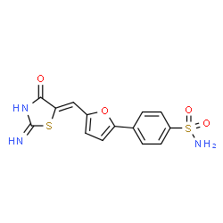 ChemSpider 2D Image | 4-{5-[(Z)-(2-Amino-4-oxo-1,3-thiazol-5(4H)-ylidene)methyl]-2-furyl}benzenesulfonamide | C14H11N3O4S2