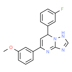 ChemSpider 2D Image | 7-(3-Fluorophenyl)-5-(3-methoxyphenyl)-1,7-dihydro[1,2,4]triazolo[1,5-a]pyrimidine | C18H15FN4O