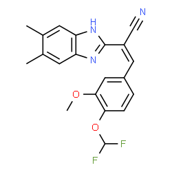 ChemSpider 2D Image | (2Z)-3-[4-(Difluoromethoxy)-3-methoxyphenyl]-2-(5,6-dimethyl-1H-benzimidazol-2-yl)acrylonitrile | C20H17F2N3O2