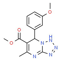ChemSpider 2D Image | Methyl 7-(3-methoxyphenyl)-5-methyl-1,7-dihydrotetrazolo[1,5-a]pyrimidine-6-carboxylate | C14H15N5O3