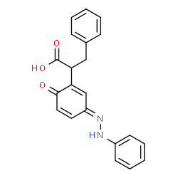 ChemSpider 2D Image | 2-[(3E)-6-Oxo-3-(phenylhydrazono)-1,4-cyclohexadien-1-yl]-3-phenylpropanoic acid | C21H18N2O3