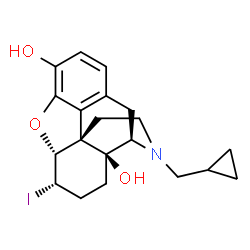 ChemSpider 2D Image | 6alpha-Iodo-3,14-dihydroxy-17-(cyclopropylmethyl)-4,5alpha-epoxymorphinan | C20H24INO3