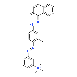 ChemSpider 2D Image | N,N,N-Trimethyl-3-[(E)-{2-methyl-4-[(2Z)-2-(2-oxo-1(2H)-naphthalenylidene)hydrazino]phenyl}diazenyl]anilinium | C26H26N5O
