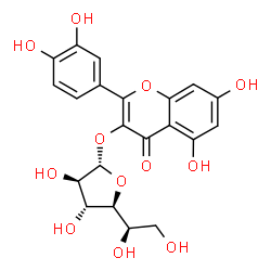 ChemSpider 2D Image | 2-(3,4-Dihydroxyphenyl)-5,7-dihydroxy-4-oxo-4H-chromen-3-yl beta-D-galactofuranoside | C21H20O12