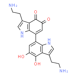 ChemSpider 2D Image | 3,3'-Bis(2-aminoethyl)-4',5'-dihydroxy-1H,1'H-7,7'-biindole-4,5-dione | C20H20N4O4