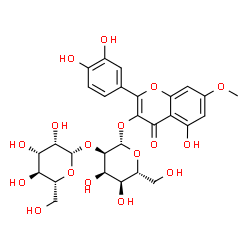 ChemSpider 2D Image | 2-(3,4-Dihydroxyphenyl)-5-hydroxy-7-methoxy-4-oxo-4H-chromen-3-yl 2-O-beta-D-mannopyranosyl-beta-D-allopyranoside | C28H32O17