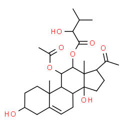ChemSpider 2D Image | 11-Acetoxy-3,14-dihydroxy-20-oxopregn-5-en-12-yl 2-hydroxy-3-methylbutanoate | C28H42O8