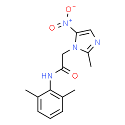 ChemSpider 2D Image | N-(2,6-Dimethylphenyl)-2-(2-methyl-5-nitro-1H-imidazol-1-yl)acetamide | C14H16N4O3