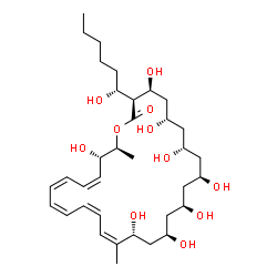 ChemSpider 2D Image | (3S,4S,6S,8S,10R,12R,14R,16R,17Z,19Z,21Z,23Z,25Z,27S,28S)-4,6,8,10,12,14,16,27-Octahydroxy-3-[(1R)-1-hydroxyhexyl]-17,28-dimethyloxacyclooctacosa-17,19,21,23,25-pentaen-2-one | C35H58O11