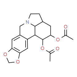 ChemSpider 2D Image | 2,3,3a,4,5,7,12b,12c-Octahydro-1H-[1,3]dioxolo[4,5-j]pyrrolo[3,2,1-de]phenanthridine-1,2-diyl diacetate | C20H23NO6