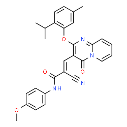 ChemSpider 2D Image | (2E)-2-Cyano-3-[2-(2-isopropyl-5-methylphenoxy)-4-oxo-4H-pyrido[1,2-a]pyrimidin-3-yl]-N-(4-methoxyphenyl)acrylamide | C29H26N4O4