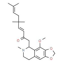 ChemSpider 2D Image | 1-(4-Methoxy-6-methyl-5,6,7,8-tetrahydro-[1,3]dioxolo[4,5-g]isoquinolin-5-yl)-5,5,8-trimethyl-nona-3,7-dien-2-one | C24H33NO4