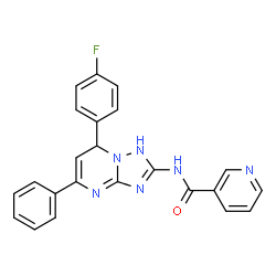ChemSpider 2D Image | N-[7-(4-Fluorophenyl)-5-phenyl-1,7-dihydro[1,2,4]triazolo[1,5-a]pyrimidin-2-yl]nicotinamide | C23H17FN6O