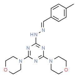 ChemSpider 2D Image | 2-[(2E)-2-(4-Methylbenzylidene)hydrazino]-4,6-di(4-morpholinyl)-1,3,5-triazine | C19H25N7O2