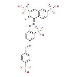 ChemSpider 2D Image | (4Z)-3-Oxo-4-({2-sulfo-4-[(E)-(4-sulfophenyl)diazenyl]phenyl}hydrazono)-3,4-dihydro-2,7-naphthalenedisulfonic acid | C22H16N4O13S4