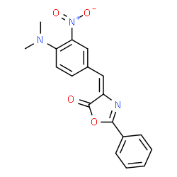 ChemSpider 2D Image | 5(4H)-Oxazolone, 4-((4-(dimethylamino)-3-nitrophenyl)methylene)-2-phenyl- | C18H15N3O4