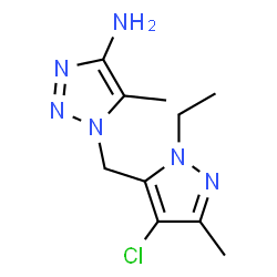 ChemSpider 2D Image | 1-[(4-Chloro-1-ethyl-3-methyl-1H-pyrazol-5-yl)methyl]-5-methyl-1H-1,2,3-triazol-4-amine | C10H15ClN6