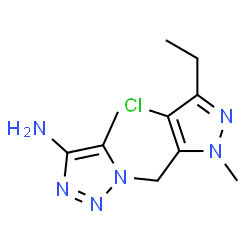 ChemSpider 2D Image | 1-[(4-Chloro-3-ethyl-1-methyl-1H-pyrazol-5-yl)methyl]-5-methyl-1H-1,2,3-triazol-4-amine | C10H15ClN6