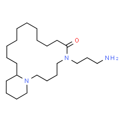 ChemSpider 2D Image | 10-(3-Aminopropyl)octadecahydro-2H-pyrido[1,2-f][1,6]diazacyclooctadecin-11(6H)-one  | C23H45N3O