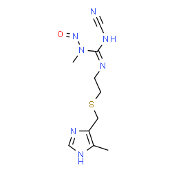 ChemSpider 2D Image | 3-Cyano-1-methyl-2-(2-{[(5-methyl-1H-imidazol-4-yl)methyl]sulfanyl}ethyl)-1-nitrosoguanidine | C10H15N7OS