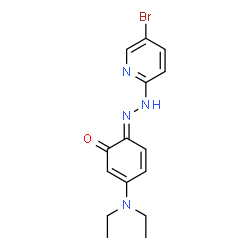ChemSpider 2D Image | (6E)-6-[(5-Bromo-2-pyridinyl)hydrazono]-3-(diethylamino)-2,4-cyclohexadien-1-one | C15H17BrN4O
