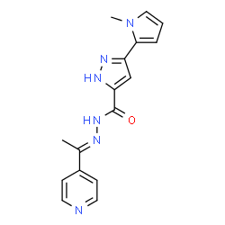 ChemSpider 2D Image | 3-(1-Methyl-1H-pyrrol-2-yl)-N'-[(1E)-1-(4-pyridinyl)ethylidene]-1H-pyrazole-5-carbohydrazide | C16H16N6O