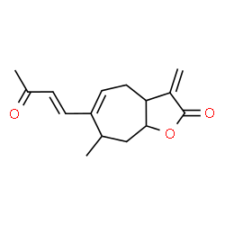 ChemSpider 2D Image | 3,3a,4,7,8,8a-Hexahydro-7-methyl-3-methylene-6-(3-oxo-1-butenyl)-2H-cyclohepta(b)furan-2-one | C15H18O3