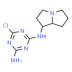ChemSpider 2D Image | 6-Chloro-N-(hexahydro-1H-pyrrolizin-1-yl)-1,3,5-triazine-2,4-diamine | C10H15ClN6