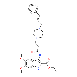 ChemSpider 2D Image | Ethyl 5,6-dimethoxy-3-[(3-{4-[(2E)-3-phenyl-2-propen-1-yl]-1-piperazinyl}propanoyl)amino]-1H-indole-2-carboxylate | C29H36N4O5