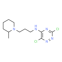 ChemSpider 2D Image | 3,6-Dichloro-N-[3-(2-methyl-1-piperidinyl)propyl]-1,2,4-triazin-5-amine | C12H19Cl2N5