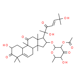 ChemSpider 2D Image | (23E)-2,20,25-Trihydroxy-9,10,14-trimethyl-1,11,22-trioxo-4,9-cyclo-9,10-secocholesta-5,23-dien-16-yl 2-O-acetyl-6-deoxyhexopyranosid-3-ulose | C38H54O12