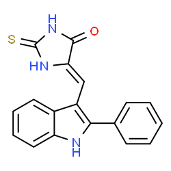ChemSpider 2D Image | (5Z)-5-[(2-Phenyl-1H-indol-3-yl)methylene]-2-thioxo-4-imidazolidinone | C18H13N3OS