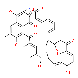 ChemSpider 2D Image | (7E,12E,16E,22E,24Z,26Z)-4,10,14,20,34-Pentahydroxy-3,7,9,11,17,21-hexamethyl-29-azatricyclo[28.3.1.0~5,33~]tetratriaconta-1(33),2,4,7,12,16,22,24,26,30(34)-decaene-6,18,28,31,32-pentone | C39H45NO10