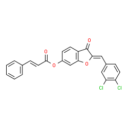 ChemSpider 2D Image | (2Z)-2-(3,4-Dichlorobenzylidene)-3-oxo-2,3-dihydro-1-benzofuran-6-yl (2E)-3-phenylacrylate | C24H14Cl2O4