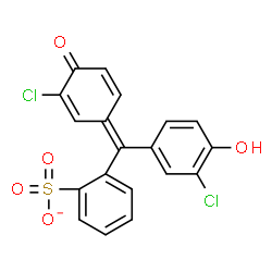 ChemSpider 2D Image | 2-[(Z)-(3-Chloro-4-hydroxyphenyl)(3-chloro-4-oxo-2,5-cyclohexadien-1-ylidene)methyl]benzenesulfonate | C19H11Cl2O5S
