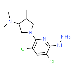ChemSpider 2D Image | 1-(3,5-Dichloro-6-hydrazino-2-pyridinyl)-N,N,4-trimethyl-3-pyrrolidinamine | C12H19Cl2N5