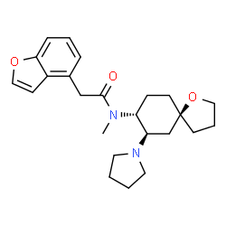 ChemSpider 2D Image | N-Methyl-N-[(5S,7R,8R)-7-(1-pyrrolidinyl)-1-oxaspiro[4.5]dec-8-yl]-4-benzofuranacetamide | C24H32N2O3
