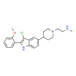 ChemSpider 2D Image | 2-{4-[3-Chloro-2-(2-methoxyphenyl)-1H-indol-5-yl]-1-piperidinyl}-N-methylethanamine | C23H28ClN3O