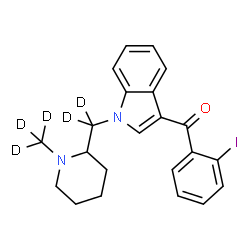 ChemSpider 2D Image | (2-Iodophenyl)(1-{[1-(~2~H_3_)methyl-2-piperidinyl](~2~H_2_)methyl}-1H-indol-3-yl)methanone | C22H18D5IN2O