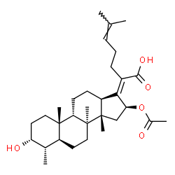 ChemSpider 2D Image | (3alpha,4alpha,5alpha,8alpha,9beta,13alpha,14beta,16beta,17Z)-16-Acetoxy-3-hydroxy-4,8,14-trimethyl-18-norcholesta-17,24-dien-21-oic acid | C31H48O5