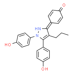 ChemSpider 2D Image | 4-[2,3-bis(4-hydroxyphenyl)-4-propyl-1H-pyrazol-5-ylidene]-1-cyclohexa-2,5-dienone | C24H22N2O3