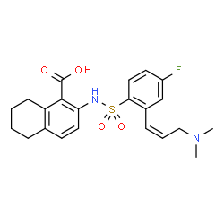 ChemSpider 2D Image | 2-[({2-[(1Z)-3-(DIMETHYLAMINO)PROP-1-ENYL]-4-FLUOROPHENYL}SULFONYL)AMINO]-5,6,7,8-TETRAHYDRONAPHTHALENE-1-CARBOXYLIC ACID | C22H25FN2O4S