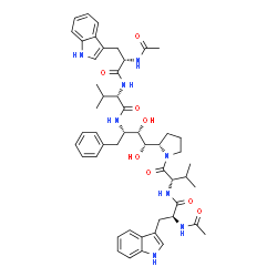 ChemSpider 2D Image | N-ACETYLTRYPTOPHYL-N~1~-{3-[1-(N-ACETYLTRYPTOPHYLVALYL)PYRROLIDIN-2-YL]-1-BENZYL-2,3-DIHYDROXYPROPYL}VALINAMIDE | C50H64N8O8