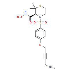 ChemSpider 2D Image | 4-({4-[(4-AMINOBUT-2-YNYL)OXY]PHENYL}SULFONYL)-N-HYDROXY-2,2-DIMETHYLTHIOMORPHOLINE-3-CARBOXAMIDE | C17H23N3O5S2