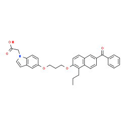 ChemSpider 2D Image | (5-{3-[(6-Benzoyl-1-propyl-2-naphthyl)oxy]propoxy}-1H-indol-1-yl)acetic acid | C33H31NO5