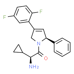 ChemSpider 2D Image | (1S)-1-CYCLOPROPYL-2-[(2S)-4-(2,5-DIFLUOROPHENYL)-2-PHENYL-2,5-DIHYDRO-1H-PYRROL-1-YL]-2-OXOETHANAMINE | C21H20F2N2O