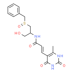 ChemSpider 2D Image | (2E)-N-[1-(Benzylsulfinyl)-3-hydroxy-2-propanyl]-3-(6-methyl-2,4-dioxo-1,2,3,4-tetrahydro-5-pyrimidinyl)acrylamide | C18H21N3O5S
