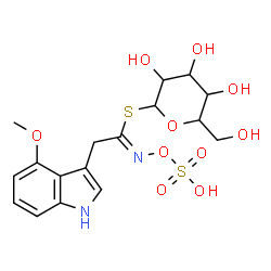 ChemSpider 2D Image | 1-S-[(1Z)-2-(4-Methoxy-1H-indol-3-yl)-N-(sulfooxy)ethanimidoyl]-1-thiohexopyranose | C17H22N2O10S2