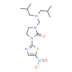 ChemSpider 2D Image | 1-[(Diisobutylamino)methyl]-3-(5-nitro-1,3-thiazol-2-yl)-2-imidazolidinone | C15H25N5O3S